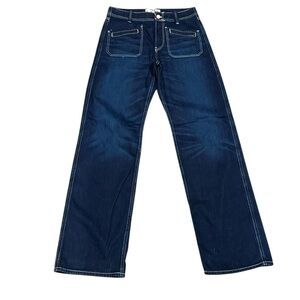 We the free women’s wide leg patch pockets dark wash denim jeans size 25